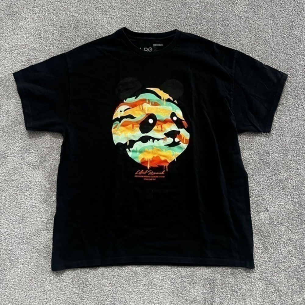 LRG Black Panda Bear Drip Graphic Shirt Size XL